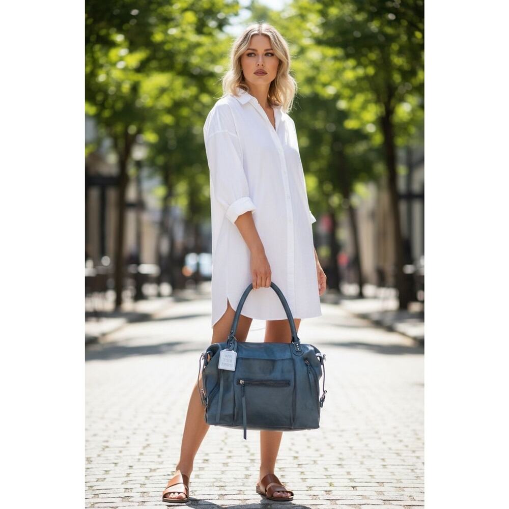 Free People We the Free Emerson tote Stormy Sea nwt Larger size - Picture 6 of 6
